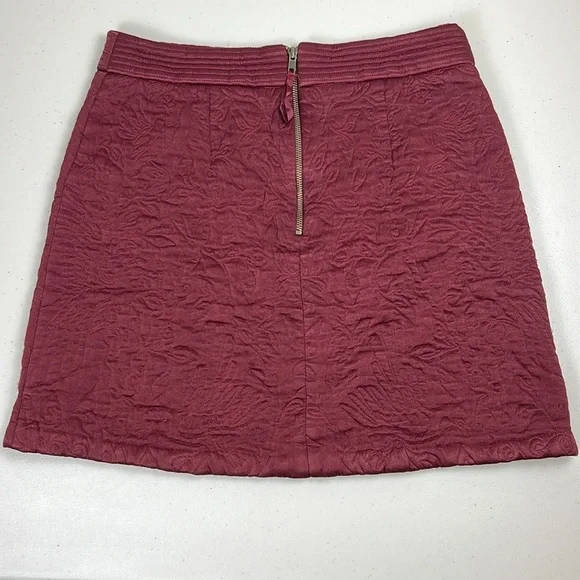 Maeve X Anthropologie Beatrice Burgundy Floral Quilted Mini Skirt, Sz. 10 - Picture 11 of 15